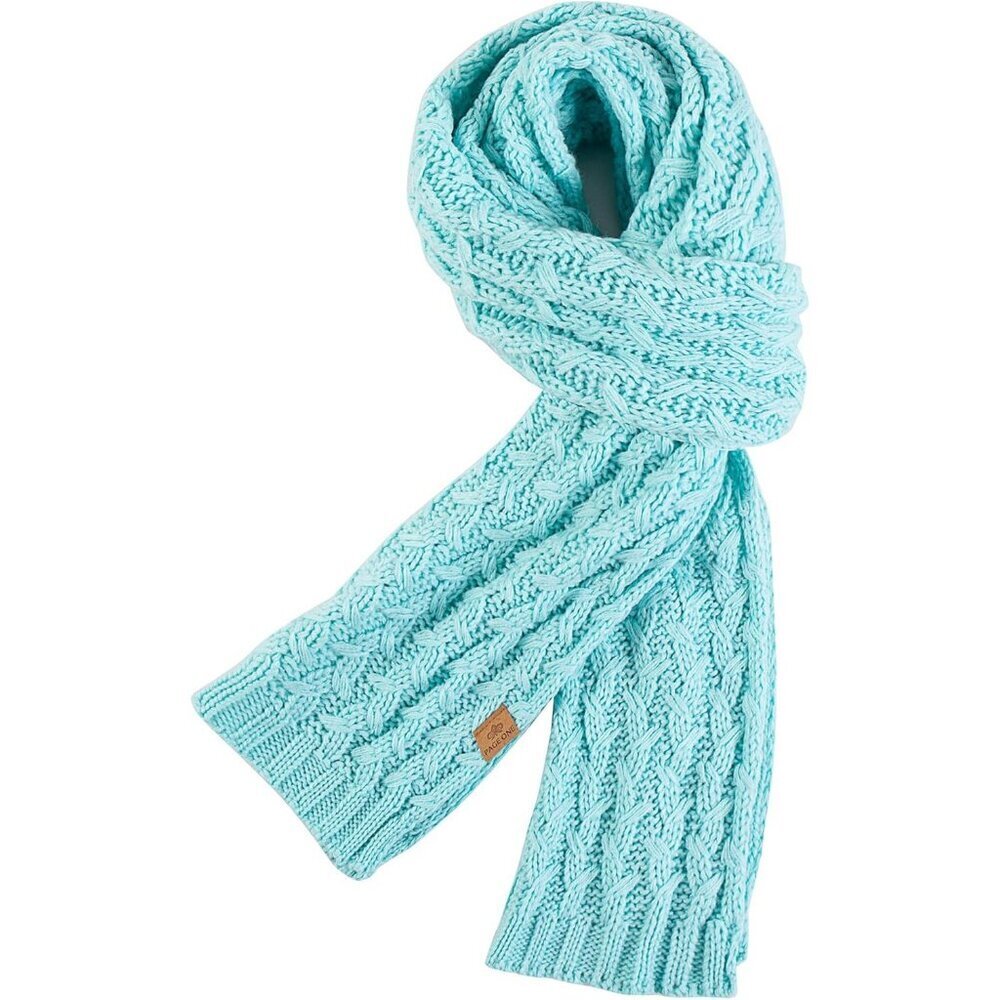 Women's Ribbed Wool Knit Chunky Wrap Scarf Light Green Winter Warm Long Cashmere